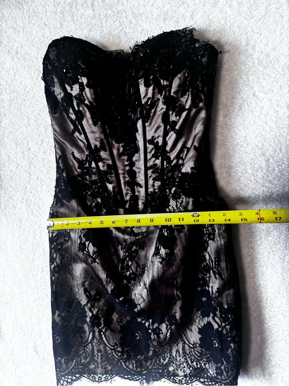 Tony Bowls Lace Beads Strapless Mini Dress Formal Beaded Boned Corset Bodice 4 - Picture 15 of 16